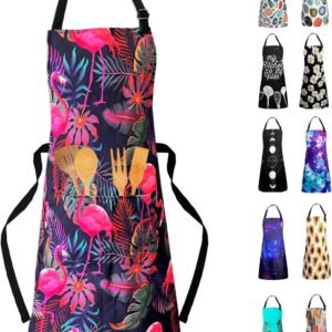 Sosolong Adjustable Waterproof Apron Bib Apron with 2 Pockets Cooking Kitchen Aprons for Women Men Chef