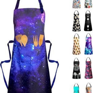 Sosolong Adjustable Waterproof Apron Bib Apron with 2 Pockets Cooking Kitchen Aprons for Women Men Chef