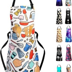 Sosolong Adjustable Waterproof Apron Bib Apron with 2 Pockets Cooking Kitchen Aprons for Women Men Chef