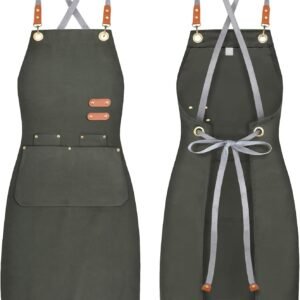 BeLuyi chef apron bib tool apron for man woman cross back straps with 4 pockets for kitchen cooking gardening baking working