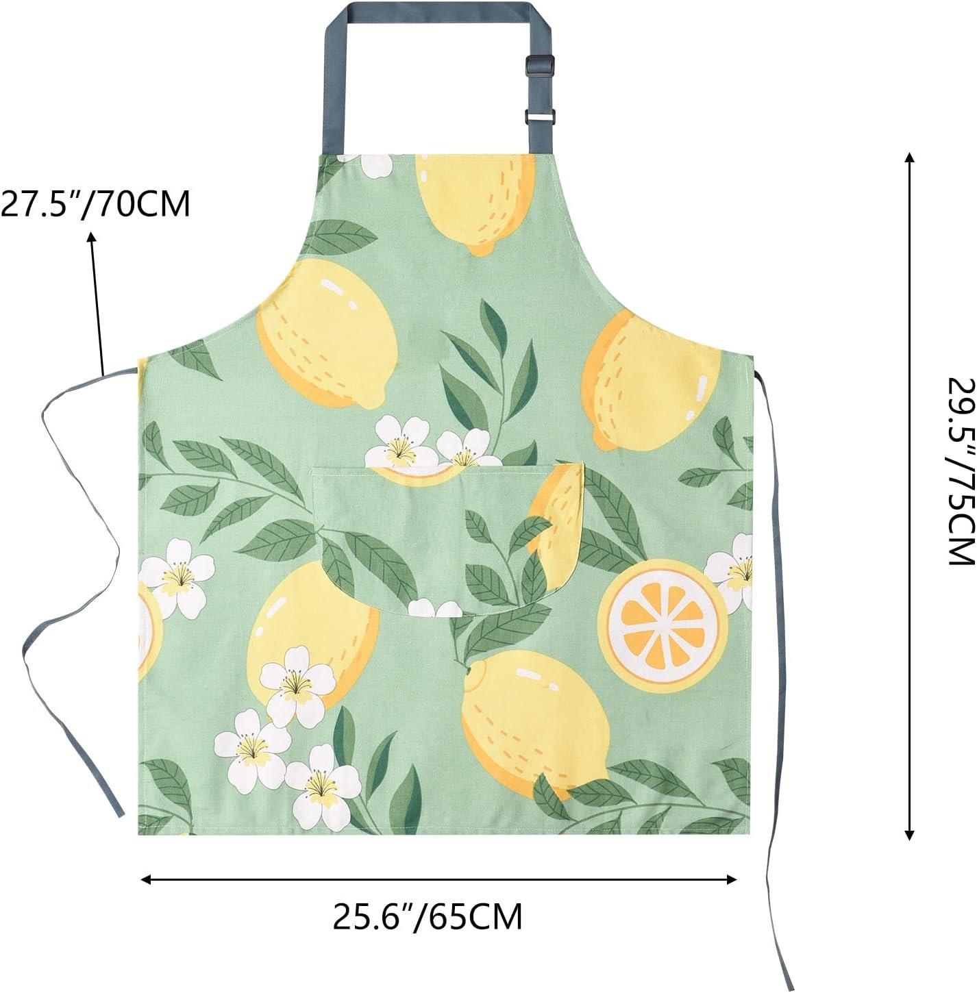 2 Pack Floral Apron for Women with Pockets, Adjustable Cotton Chef Aprons for Kitchen, Cooking, BBQ & Grill - Image 2