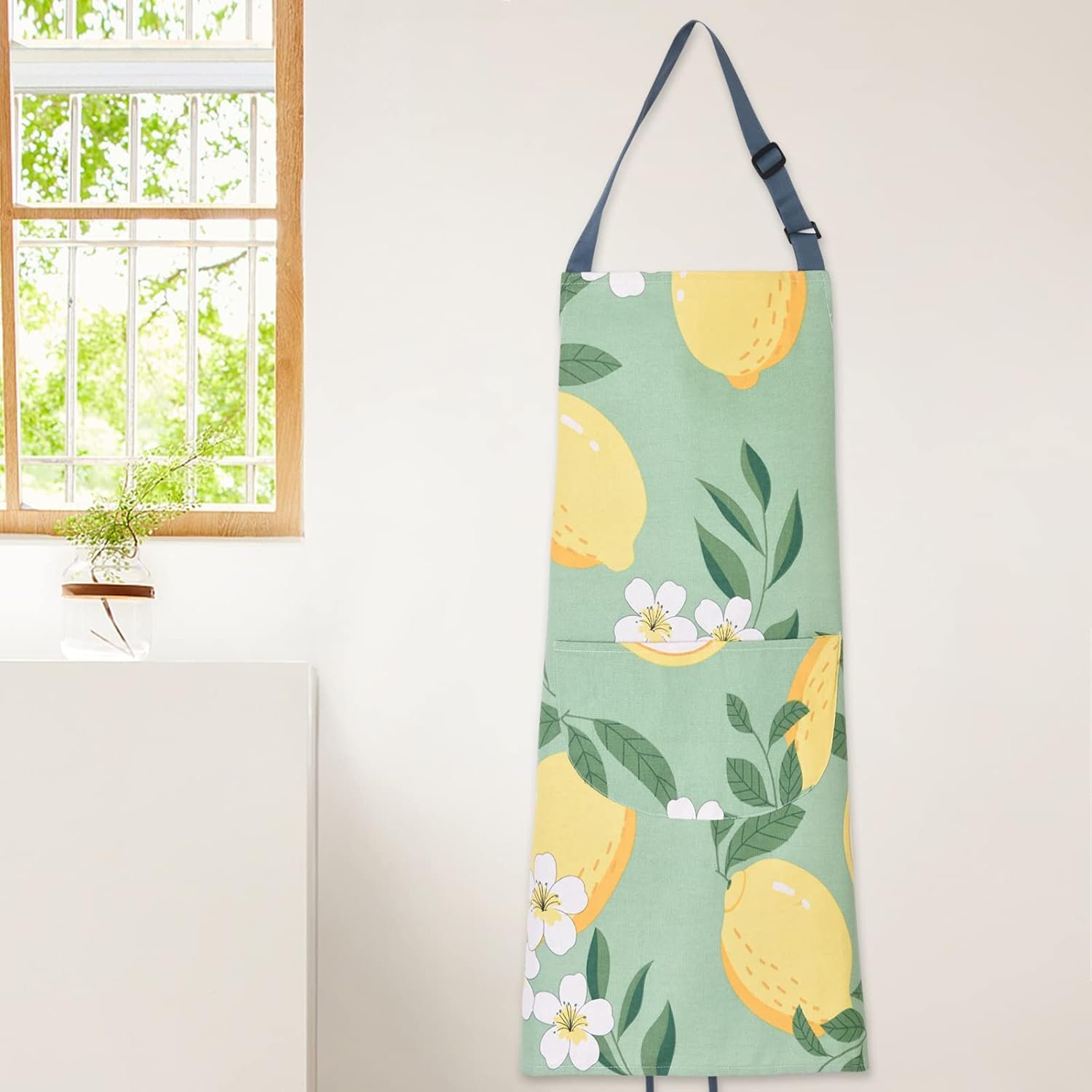 2 Pack Floral Apron for Women with Pockets, Adjustable Cotton Chef Aprons for Kitchen, Cooking, BBQ & Grill - Image 4