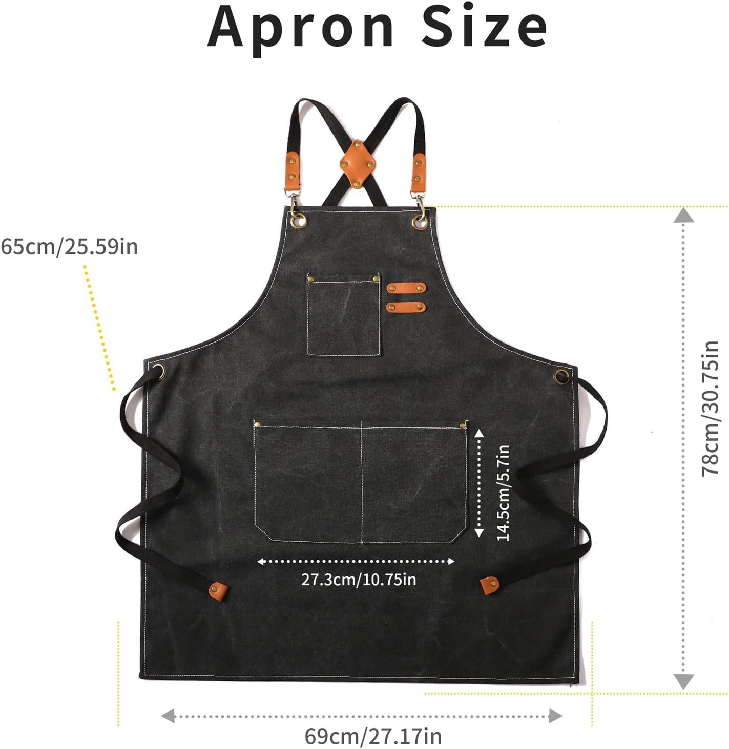 Tosewever Canvas Cross Back Chef Cotton Aprons for Men Women with Large Pockets - Image 7