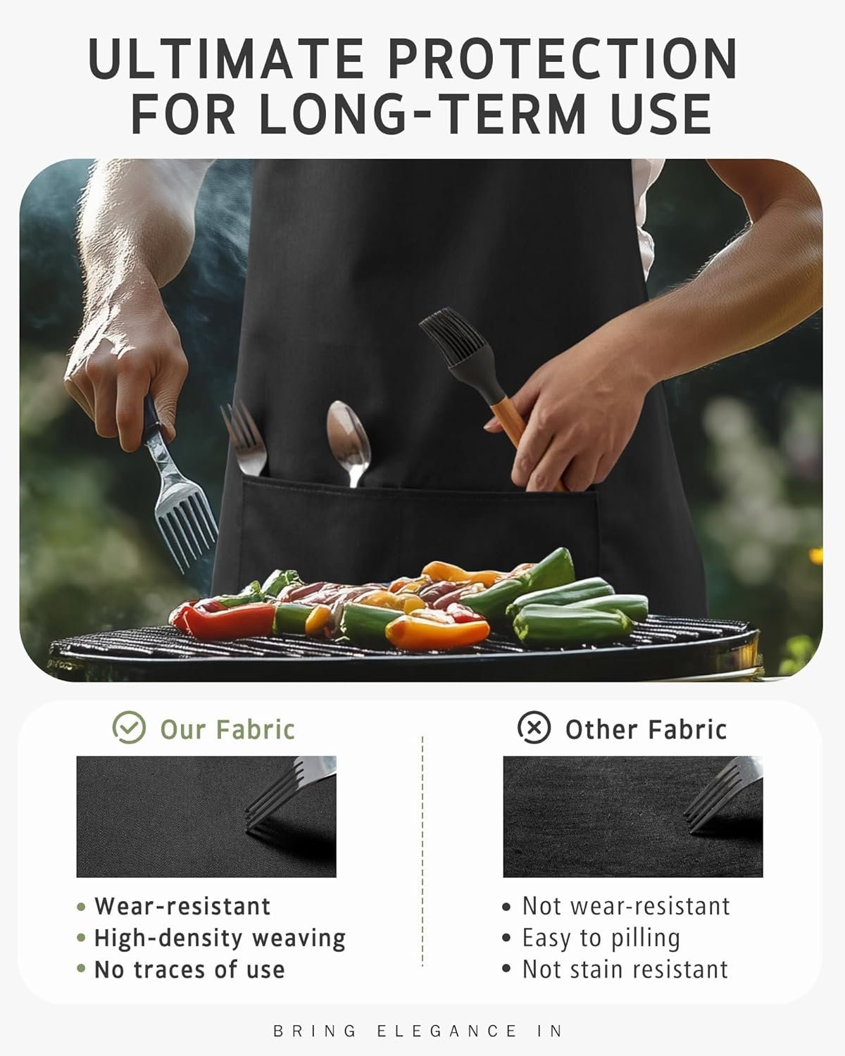 Syntus Chef Apron for Men Women Kitchen Cooking Apron with Pockets, Adjustable Bib Aprons Stain Resistant - Image 3