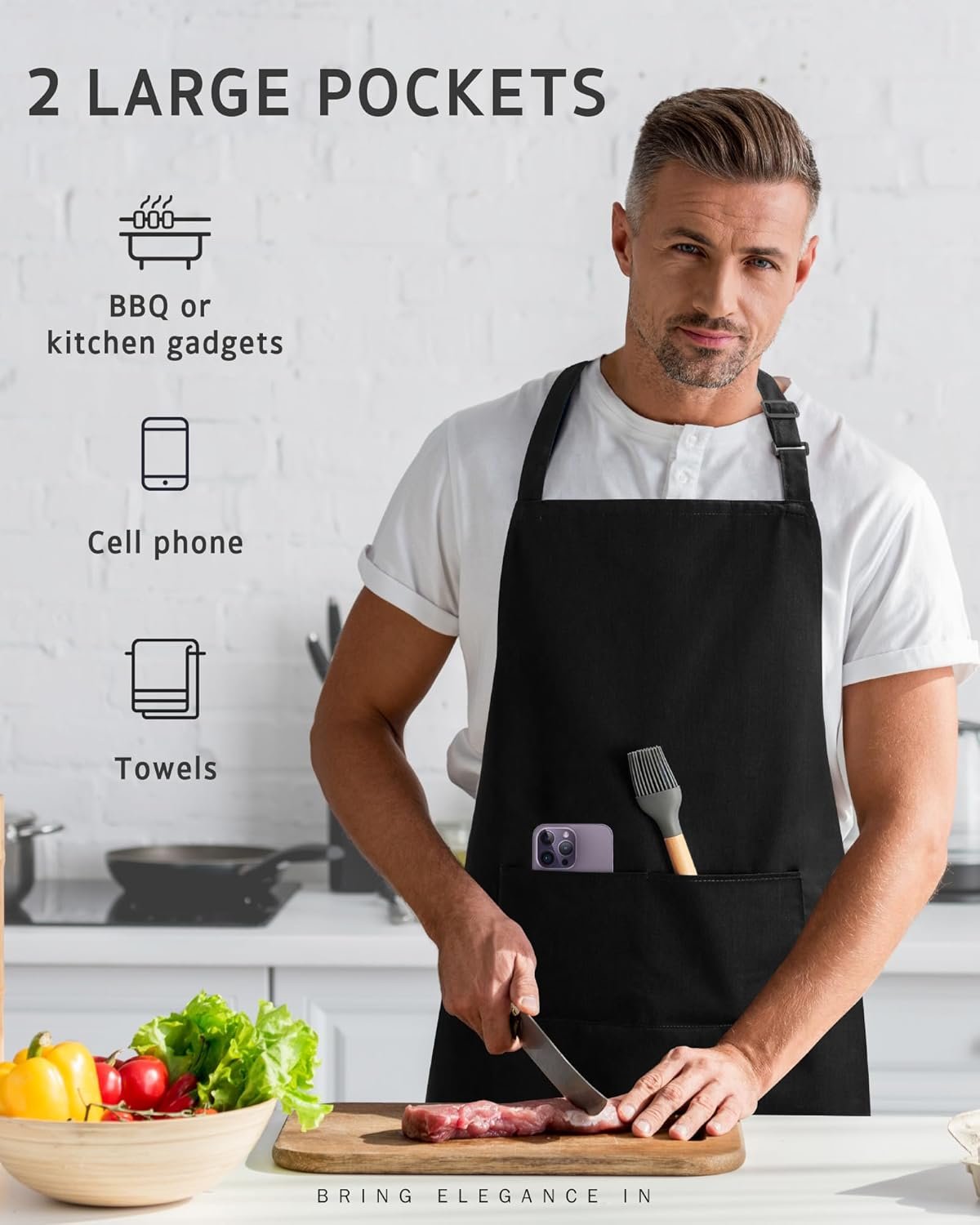 Syntus Chef Apron for Men Women Kitchen Cooking Apron with Pockets, Adjustable Bib Aprons Stain Resistant - Image 7
