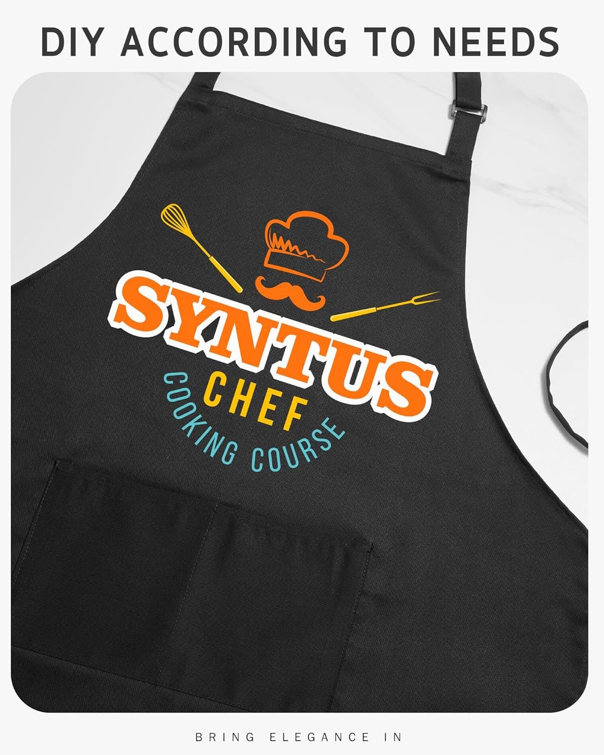 Syntus Chef Apron for Men Women Kitchen Cooking Apron with Pockets, Adjustable Bib Aprons Stain Resistant - Image 8