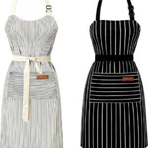 2 Pack Apron - Unisex, Adjustable Bib Kitchen Apron, Cooking Apron, Aprons for Women Men with Pockets, Chef Aprons