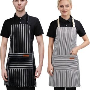2-Pack Aprons for Women Men with Pockets, Adjustable Bib Kitchen Apron, Chef Aprons for Cooking Baking BBQ