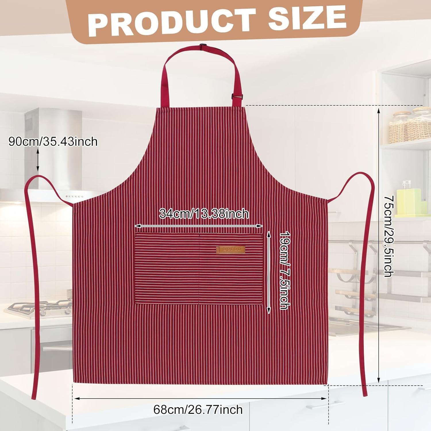 2 Pack Kitchen Cooking Aprons, Adjustable Bib Chef Apron with 2 Pockets for Women Men, for Cooking, Cleaning - Image 2