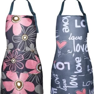 2 Pcs Aprons for Women with Pockets, Waterproof Adjustable Kitchen Apron, Cooking Baking Garden Apron for Gardening Baking Crafts Unisex