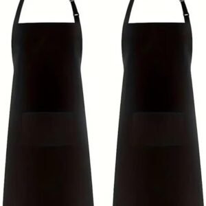 2 Pieces Chef Aprons Adjustable Apron with 2 Pockets Kitchen Cooking Baking Painting Aprons for Men Women