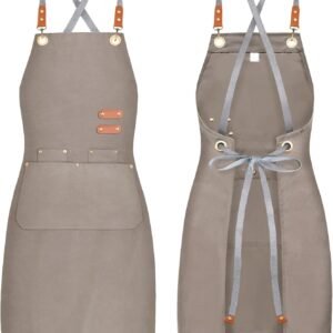 BeLuyi chef apron bib tool apron for man woman cross back straps with 4 pockets for kitchen cooking gardening baking working