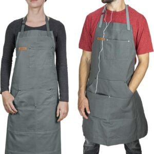 Chef Pomodoro Chef Apron for Men and Women - Kitchen Apron with Pockets & Adjustable Neck Straps - Cooking Apron 100% Cotton