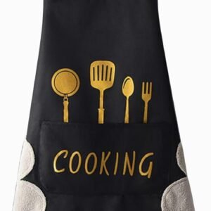 DILLMAN Women Kitchen Apron with Hand Wipe Pockets，Big Pocket,Hand-wiping, Waterproof for Cooking Baking