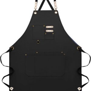 Dulabi Apron, Adjustable Chef Apron for Women and Men with Large Pockets, Cooking Kitchen Apron with Back Straps