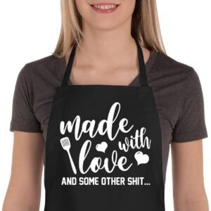 Funny Aprons for Women Men, Novelty Kitchen Cooking Apron with 2 Pockets, Cute Baking Gifts for Bakers, Birthday Mothers Day Apron Gift for Mom Wife Husband Sister Daughter Grandma