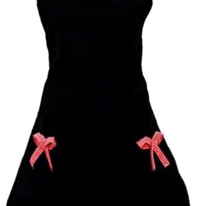 Hyzrz Cute retro Aprons with Pockets for Women Girls Vintage Kitchen Cooking Apron for Mother Gift (Red)