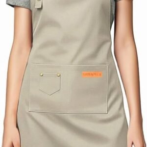 Kitchen Cooking Apron for Women Men Water-Resistant Artist Barista Baking Craft Catering Work Bib with Large Pockets