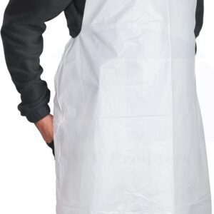 MT Products 2 Mil White Disposable Poly Aprons 46"x28" - Waterproof Plastic Bibs for Cooking, Dishwashing & Art (Bulk)