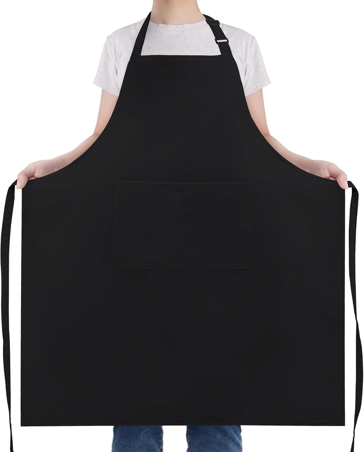 NLUS Chef Aprons for Men Women Kitchen Cooking Aprons for Women with 2 Pockets, Adjustable Bib Aprons, Water & Oil Resistant - 1 PACK, Black