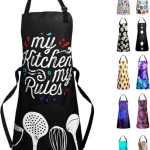 Sosolong Adjustable Waterproof Apron Bib Apron with 2 Pockets Cooking Kitchen Aprons for Women Men Chef