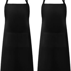 Syntus Apron for Men Women, Adjustable Cooking Kitchen Chef Aprons with 2 Pockets, Cotton/Polycotton/Polyester