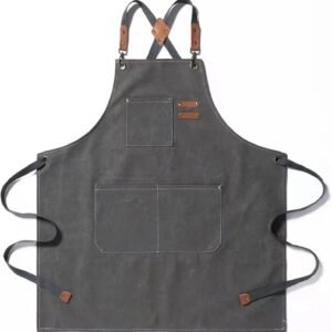 Tosewever Canvas Cross Back Chef Cotton Aprons for Men Women with Large Pockets