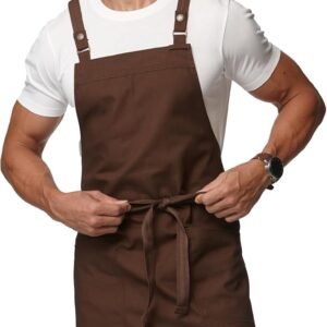 Unisex Kitchen Apron, Cross Strap Apron with 2 Pockets, Durable Waterproof Professional Apron
