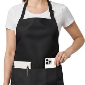 Utopia Kitchen 1 Pack Bib Apron, Adjustable Cooking Apron with 2 Pockets, Water Resistant, Chef Kitchen Apron for Women Men