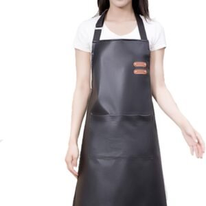 Waterproof Apron Large Pocket PU Material Waterproof Oil-proof Dust-proof Apron Black and Red