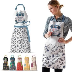 Waterproof Apron for Adults – Adjustable Fit with Deep Pockets, Stylish Cooking & Baking Apron for Women & Men