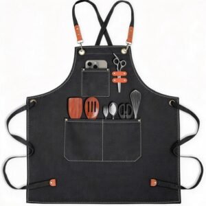 conda Chef Apron, 1 Pack, Cross Back Straps Apron With Pockets for Men Women, 100% Cotton Canvas Adjustable Apron, for Cooking Pottery Baking Painting