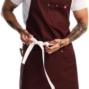 hedley & bennett Crossback Apron - Crossback Chef Apron with Pockets - 100% Cotton Canvas, 8oz - House Red