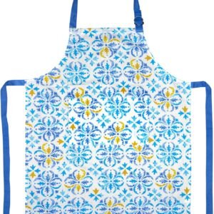 100% Cotton Kitchen Printed Apron with Pocket and Adjustable Neck with Long Ties Apron 25" X 31" for Women Men Chef Cooking, Baking, Gardening.