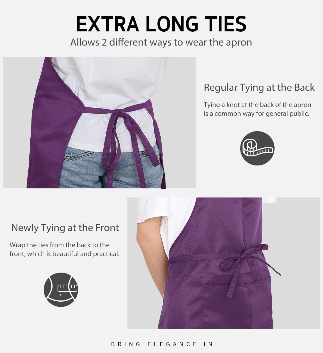 Syntus Apron for Men Women, Adjustable Cooking Kitchen Chef Aprons with 2 Pockets, Cotton/Polycotton/Polyester - Image 5