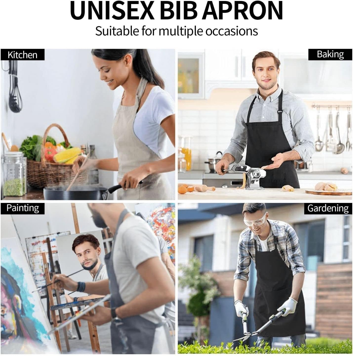 Siiuuol Cute Cats Unisex Waterproof Kitchen Chef Apron - With Adjustable Bib Apron - Image 8