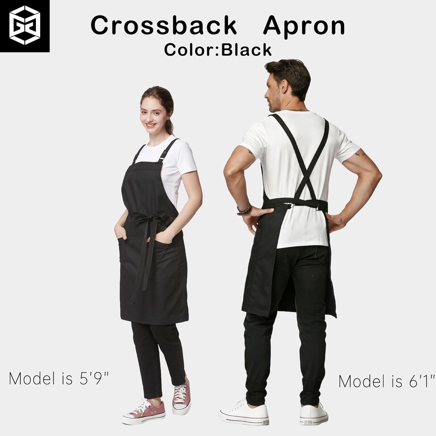 Unisex Kitchen Apron, Cross Strap Apron with 2 Pockets, Durable Waterproof Professional Apron - Image 4