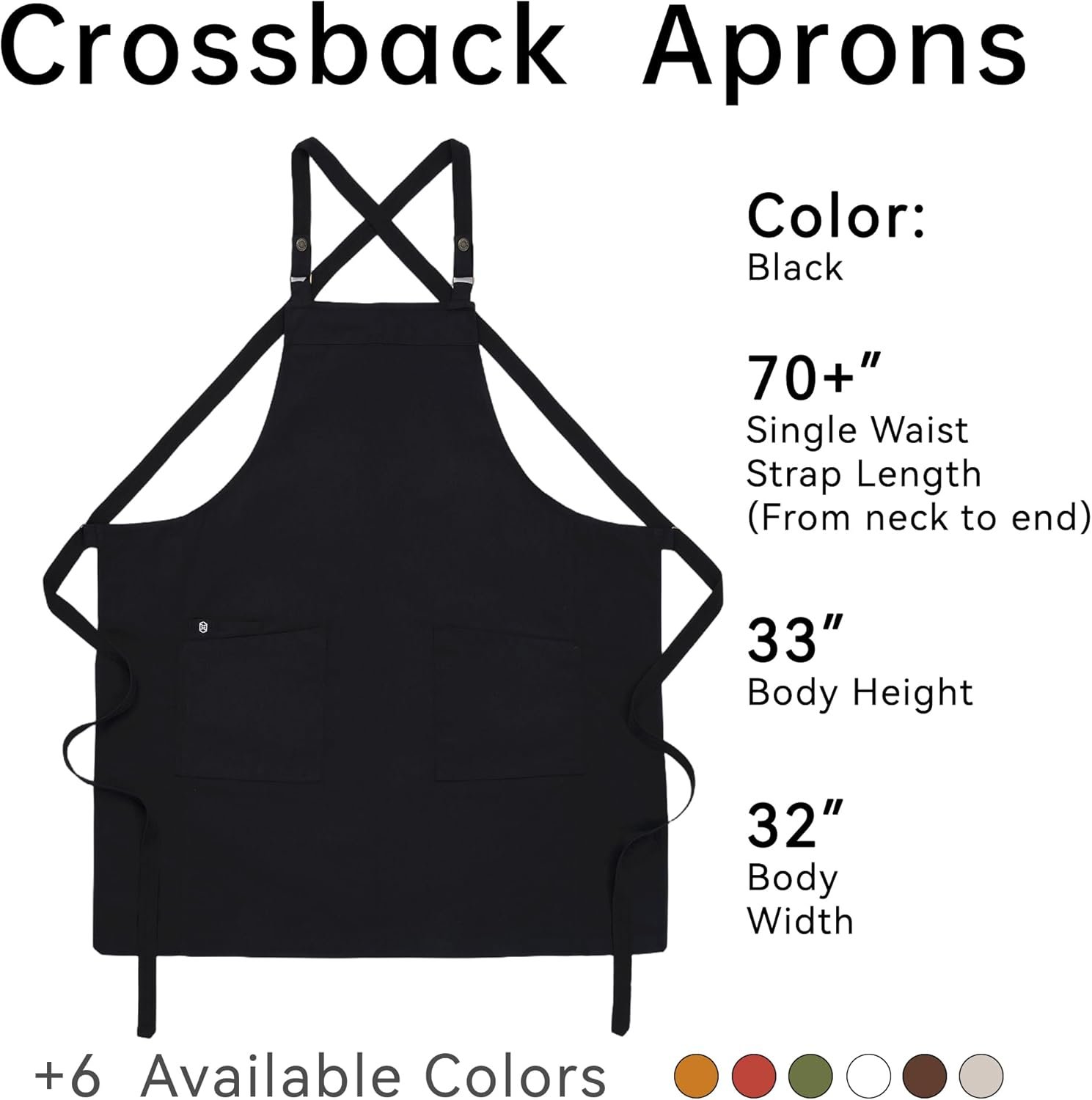 Unisex Kitchen Apron, Cross Strap Apron with 2 Pockets, Durable Waterproof Professional Apron - Image 5