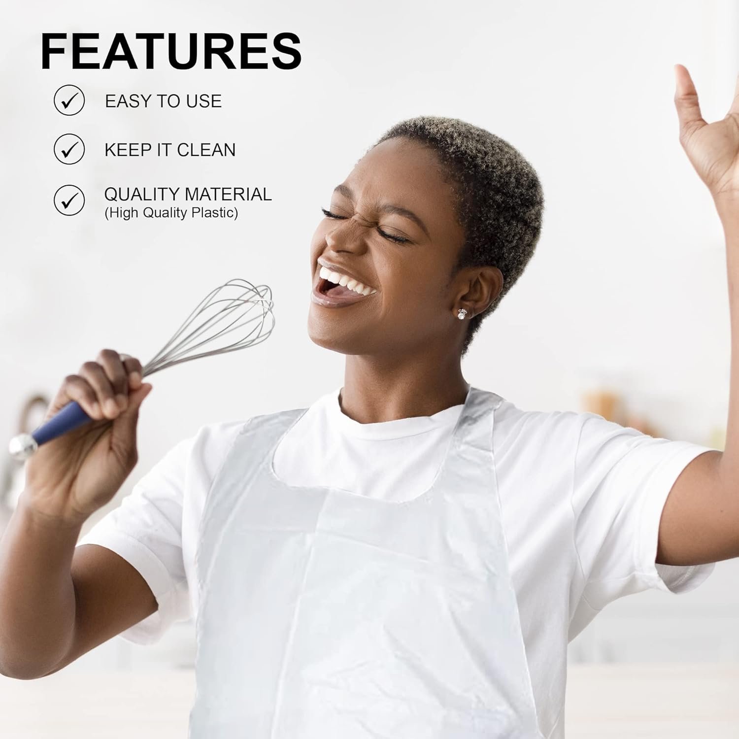 MT Products 2 Mil White Disposable Poly Aprons 46"x28" - Waterproof Plastic Bibs for Cooking, Dishwashing & Art (Bulk) - Image 4