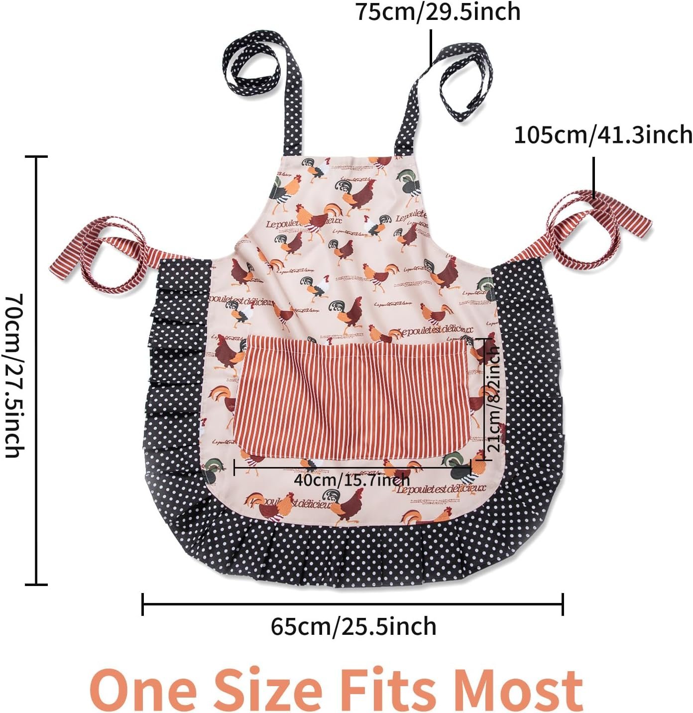 Lovely Flower Pattern Retro Aprons With Large Pockets for Women Girls Cooking Kitchen Bakery Mother's Gift - Image 5