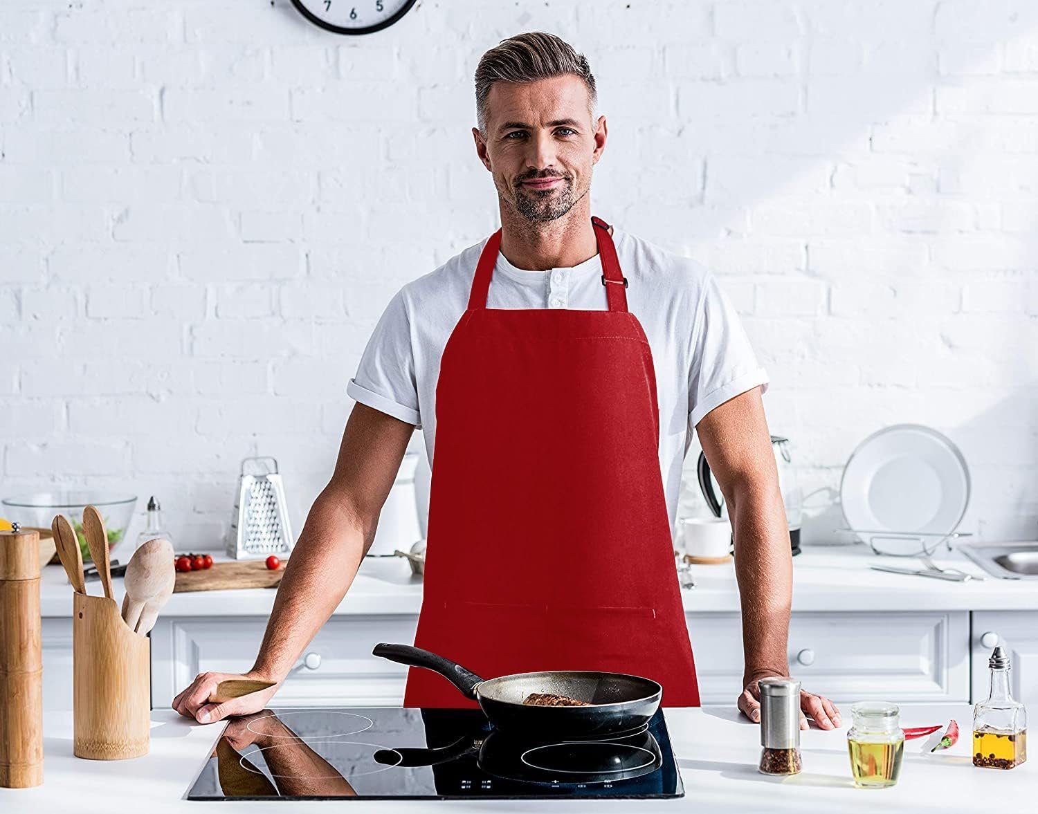Utopia Kitchen 2 Pack Bib Apron, Adjustable with 2 Pockets, Water and Oil Resistant, Cooking Kitchen Chef Apron for Women Men - Image 7
