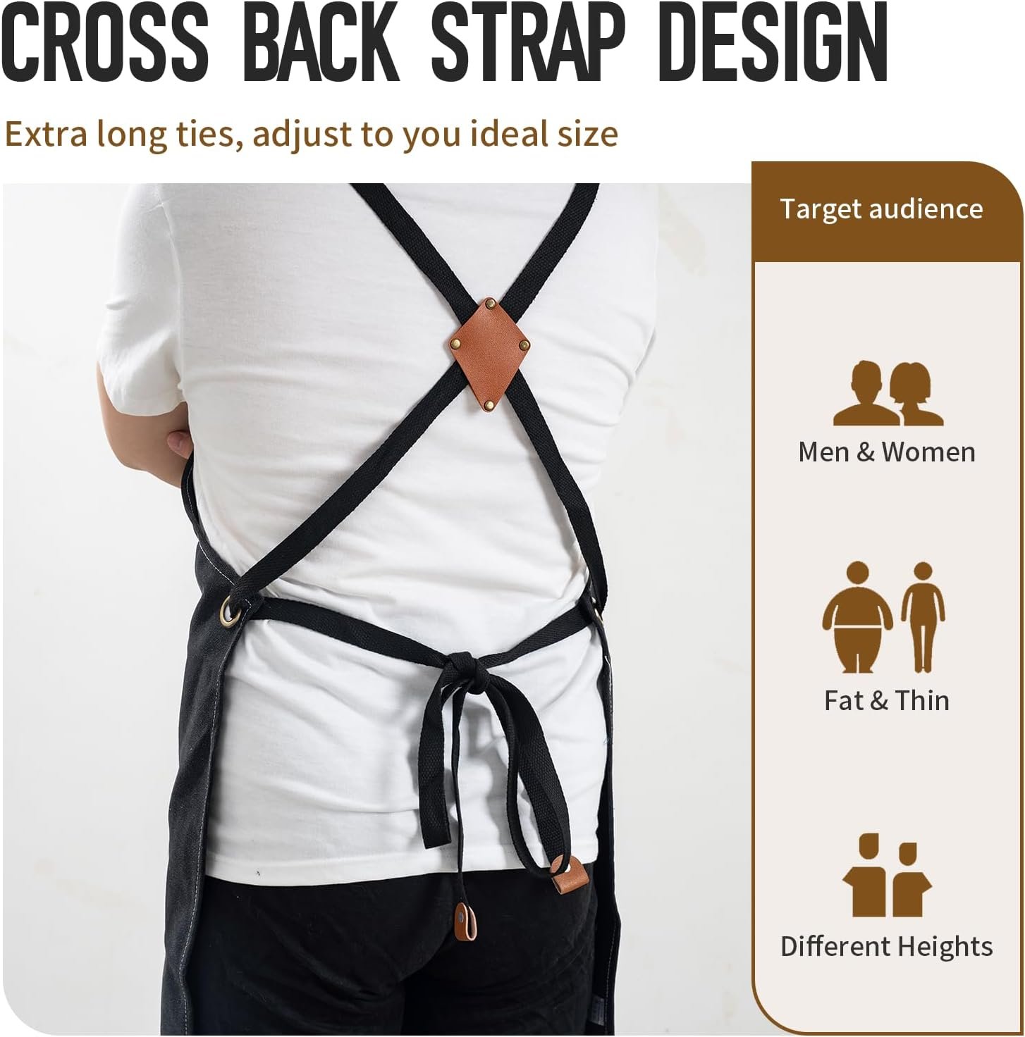 Aprons For Women Men With Large Pockets, Waterproof Cotton Chef Aprons For Cooking Server Grilling Bbq Kitchen - Image 3