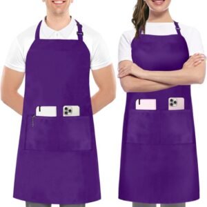 Utopia Kitchen 2 Pack Bib Apron, Adjustable with 2 Pockets, Water and Oil Resistant, Cooking Kitchen Chef Apron for Women Men