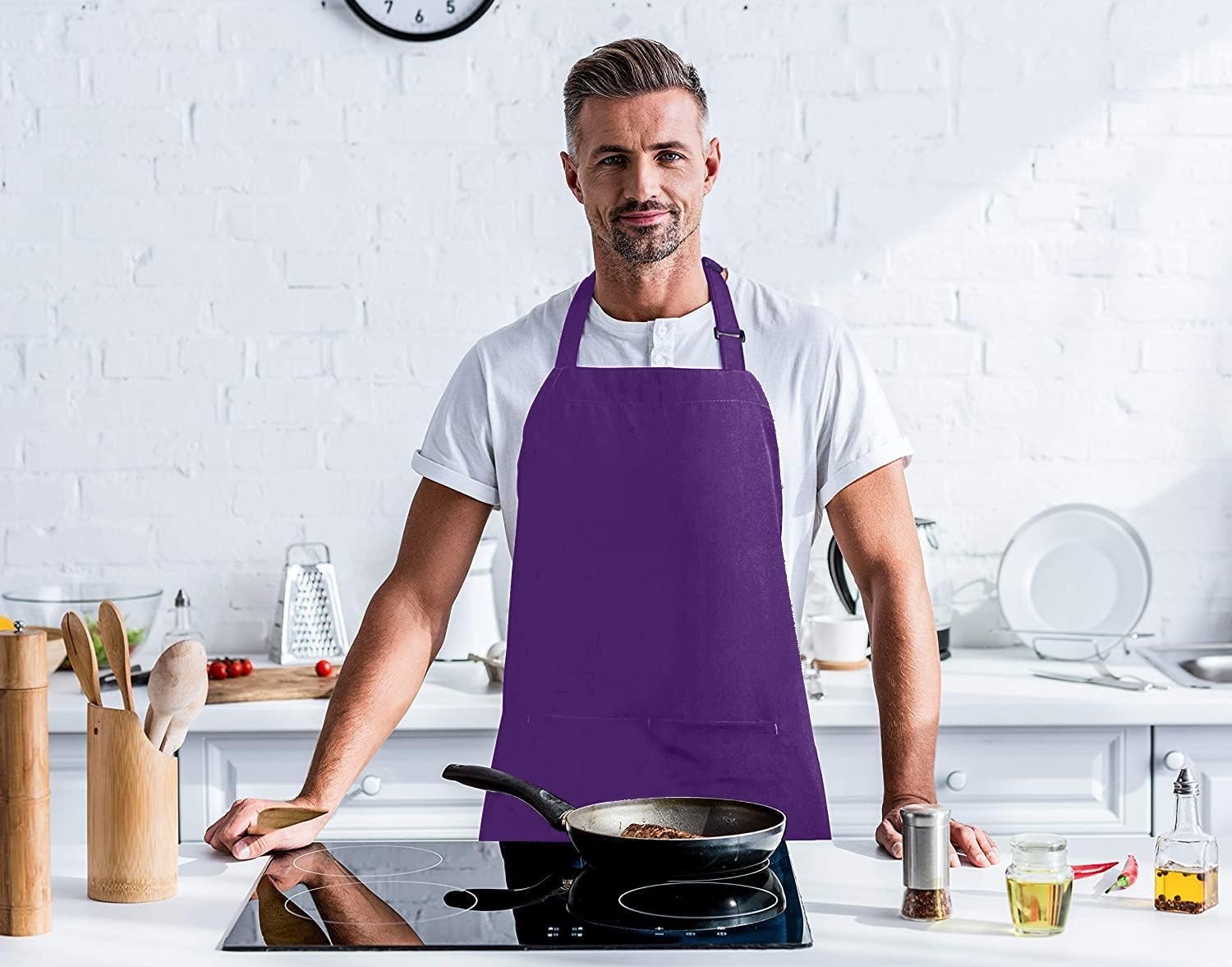 Utopia Kitchen 2 Pack Bib Apron, Adjustable with 2 Pockets, Water and Oil Resistant, Cooking Kitchen Chef Apron for Women Men - Image 7