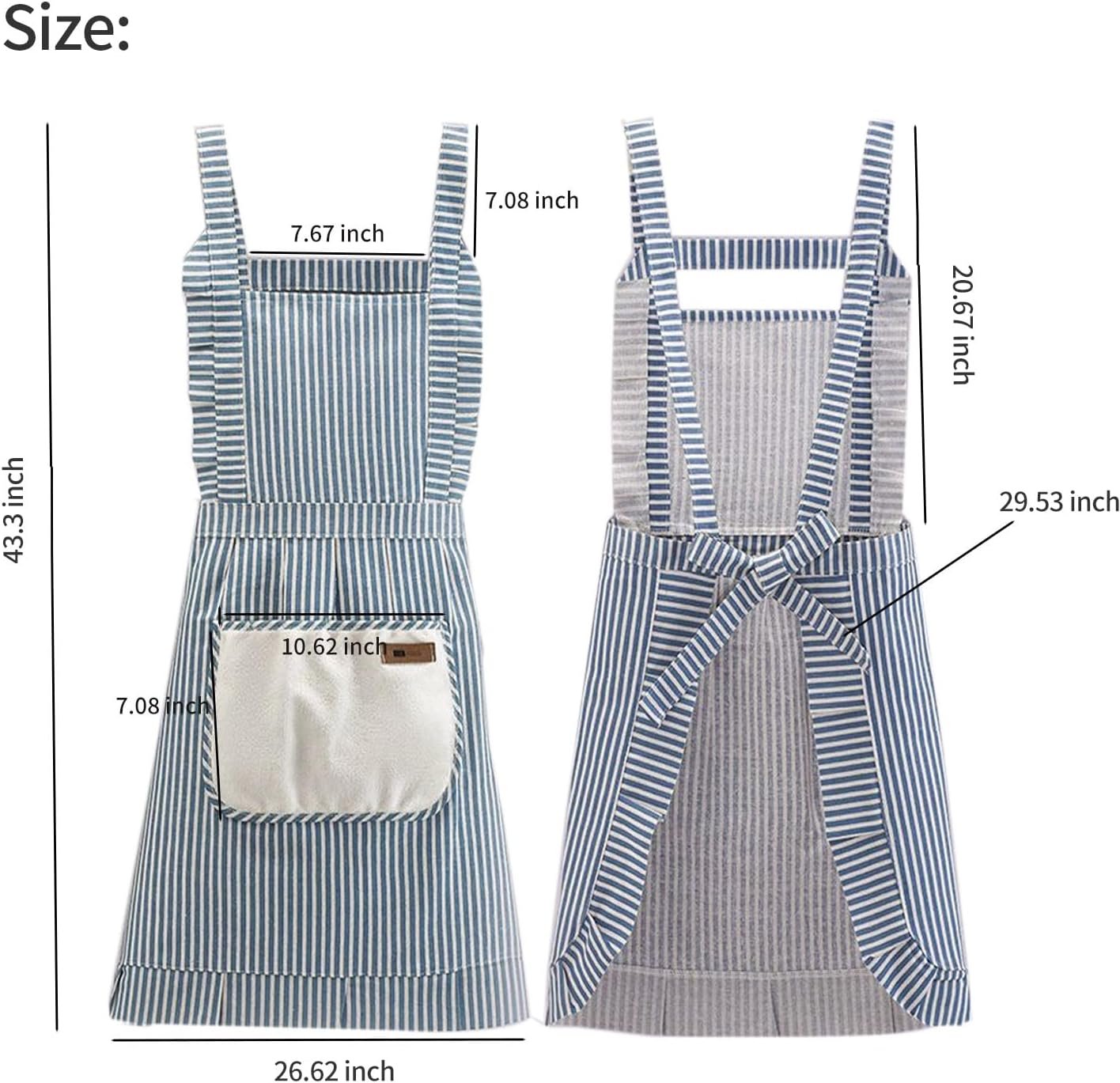 2 Pack Adjustable Kitchen Apron Cooking Apron For Women For Men With Pockets Work Apron Grill Restaurant - Image 4