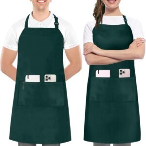 Utopia Kitchen 2 Pack Bib Apron, Adjustable with 2 Pockets, Water and Oil Resistant, Cooking Kitchen Chef Apron for Women Men