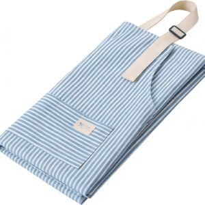 Women's Polyester Kitchen Apron with Striped Linen Look Lightweight Breathable Bib Apron for Cooking Baking