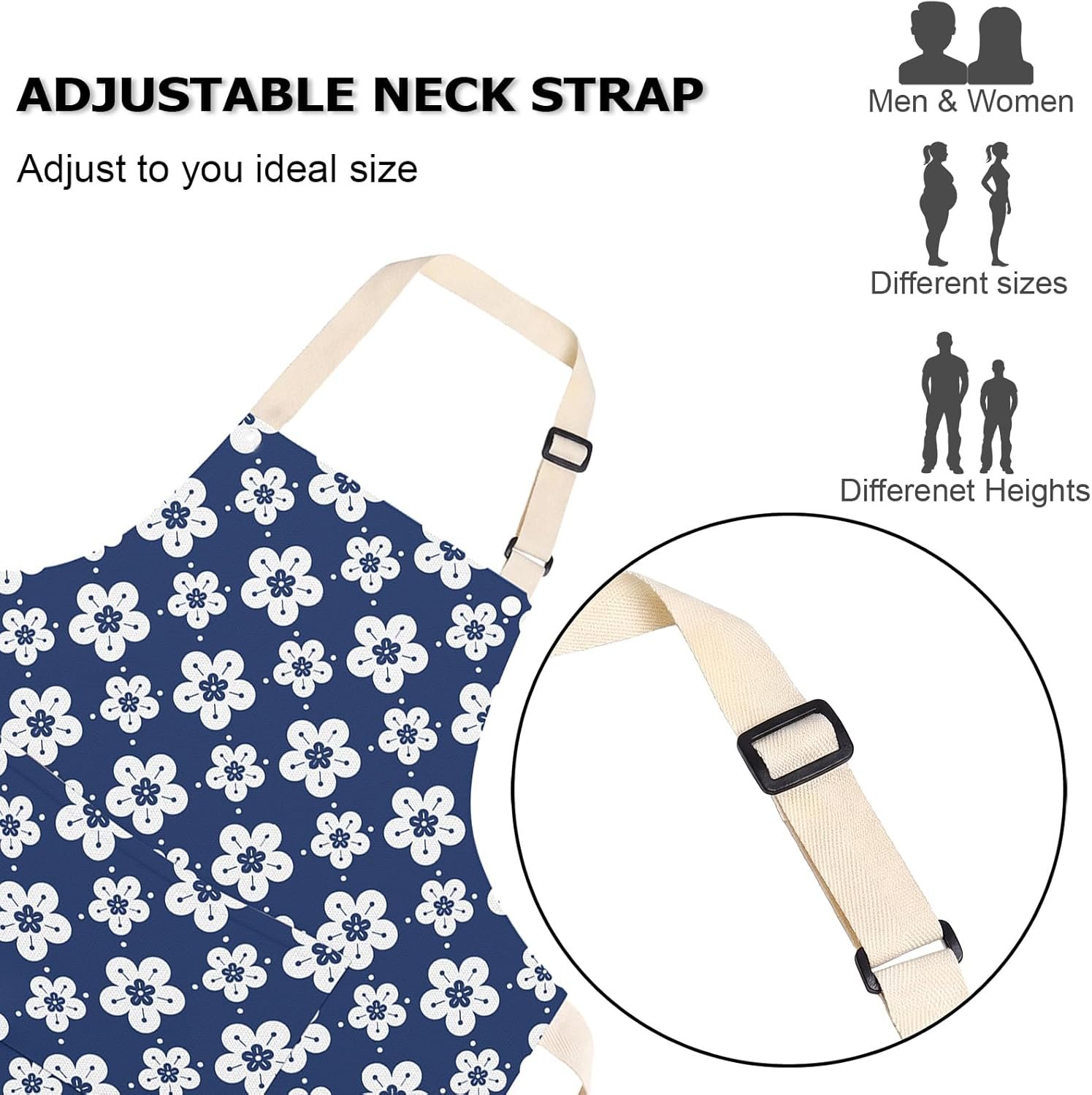 Kitchen Aprons, Adjustable Bib Apron Waterdrop Resistant with 2 Pockets Cooking Kitchen Aprons for Women Men Chef - Image 3