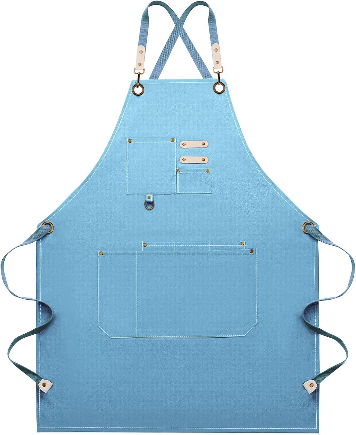 Dulabi Apron, Adjustable Chef Apron for Women and Men with Large Pockets, Cooking Kitchen Apron with Back Straps
