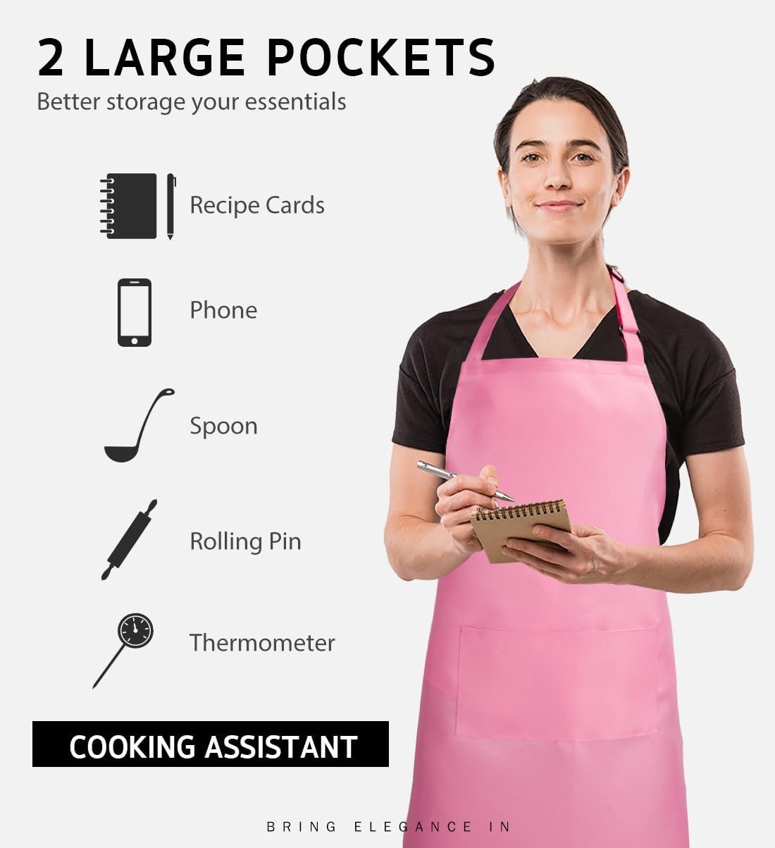 Syntus Apron for Men Women, Adjustable Cooking Kitchen Chef Aprons with 2 Pockets - Image 3